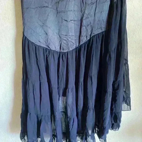 ASOS Drop Waist Maxi Coquette Skirt Ruffle\Pleated Detail In Navy Blue Size 0 - Picture 8 of 10